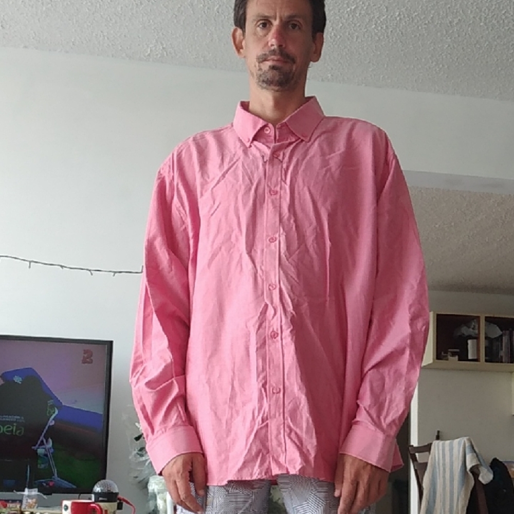 Casual Pink Button-Down Shirt for Men
